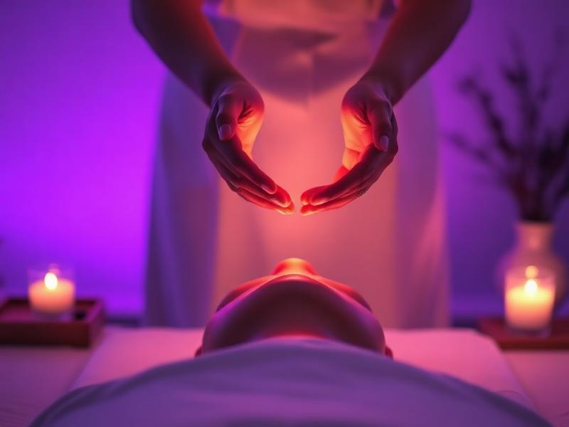 Reiki energy healing with gentle hand placement